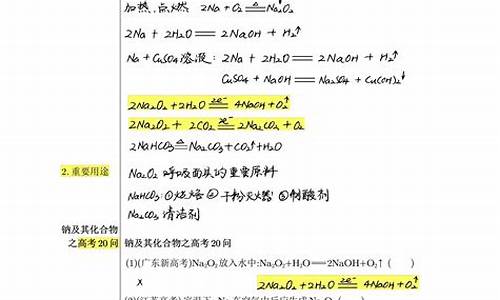 高中有关钠的知识点高考必考_钠的高考真题